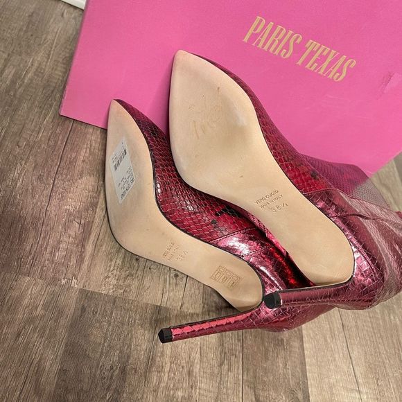 Paris Texas Metallic Snakeskin-Embossed Booties - Picture 14 of 15